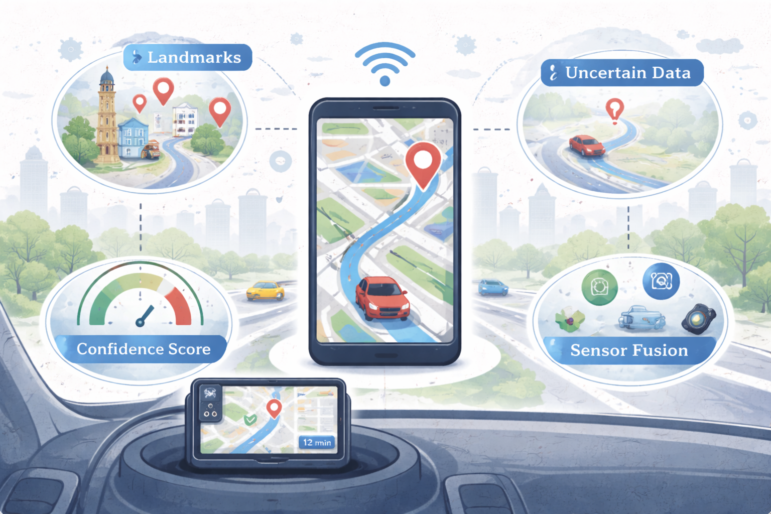 A Noval Real-Time Map Matching Algorithm for Landmark & Uncertainty
